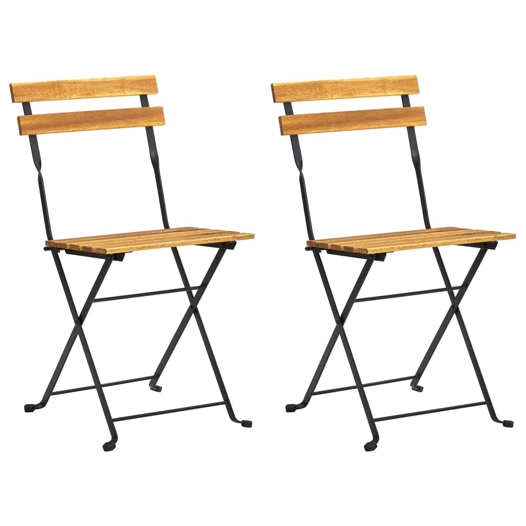 QZZCED Sillas Plegables de jardín 2 uds Acero y Madera Maciza Acacia Sillas de balcón Silla de Patio Sillas de Camping Sillas de césped para terrazas, Jardines, césped