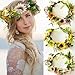 Women's Bohemian Fashion Flower Wreath Adjustable Grass Ring Crown Beach Party Floral Headpiece (Pink)