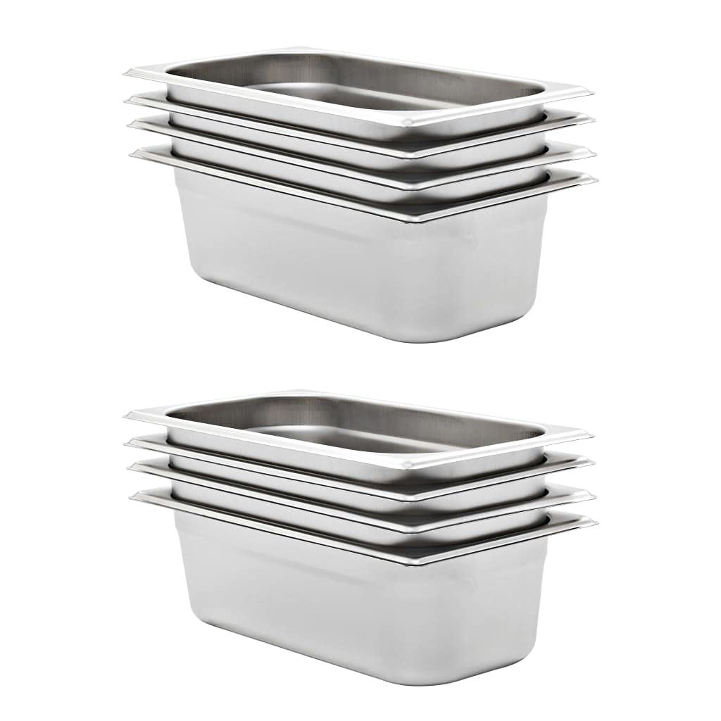 8 recipientes para gastronomía, GN 1/3, 100 mm, de acero inoxidable, para Bain-Marie Chafing-Dish, buffet, catering, gastronomía, mantener caliente y guardar