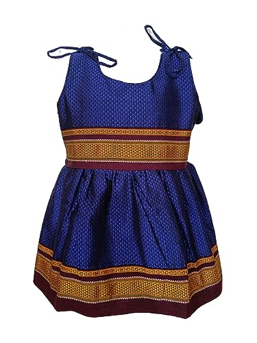 Image of Girl's Indian Traditional Ethnic Wear Reshim Cotton Khan Knot Frock