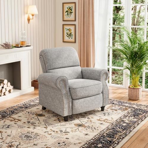 Sillón reclinable alto gris chenille clásico miniatura 2