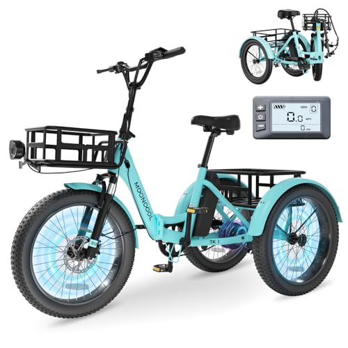 MOONCOOL Electric Tricycle for Adults, 500W/750W 48V 20" Folding Electric