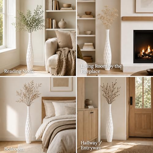 Image of Leewadee Large Floor Vase 34 inches Mango Wood for Pampas Grass, Dried Flowers