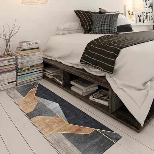 Tapis de cuisine noir marron 90x800 cm antidérapant patchwork - 3