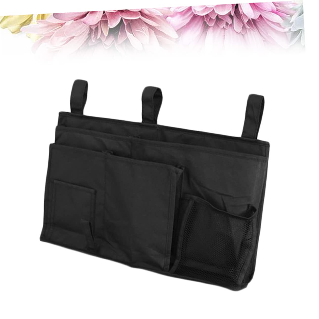 Luxshiny Oxford Fabric Bedside Storage Bag Organizer Capacity Hanging Organizer for Dorm Car and Home Use for Phones Snacks and Books Black