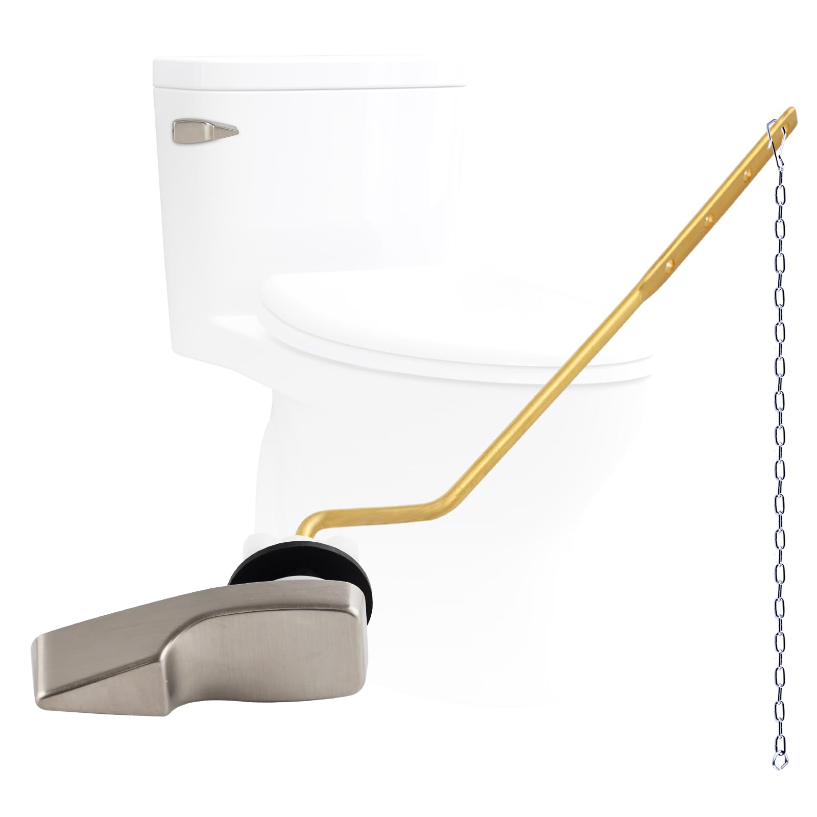 Universal Side Mount Metal Toilet Handle Replacement Kit, Brushed Nickel