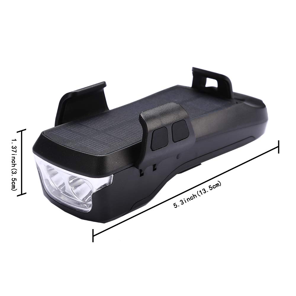 Wielofunkcyjna lampka rowerowa LED 4 w 1 4000 mAh Przednia lampka rowerowa 550 lumenów Wodoodporna lampka rowerowa ładowana przez USB z bankiem energii słonecznej i głośnym klaksonem oraz uchwytem na