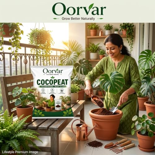 Image of Pure Cocopeat Powder Ready to Use 450 gm. Perfect Coco Soil for Potting Mix. Natural Coconut Coir Fibres by Oorvar