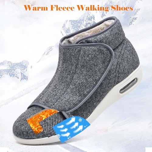 bumuam Mens Diabetic Edema Shoes Extended Widths,Winter Warm Adjustable Extra Wide Shoes Swollen Feet Diabetic Edema Boots Slippers Indoor Outdoor Diabetic Shoes Men 7.5/Women 8.52