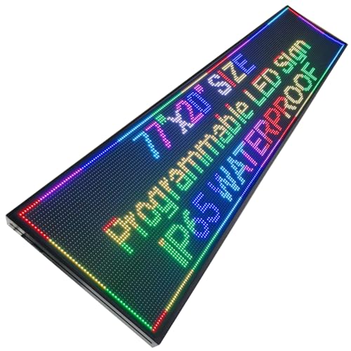 Image of P10 77 inchX20 inch Outdoor LED Sign Programmable Scrolling LED Display, RGB Full Color High Brightness Digital Electronic Message Display Board,Customizable Open Signs for Business Advertising