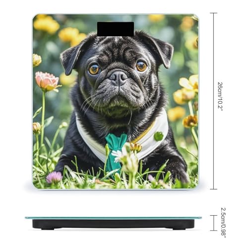 Báscula digital para baño diseño perro negro resistente vidrio templado miniatura 2