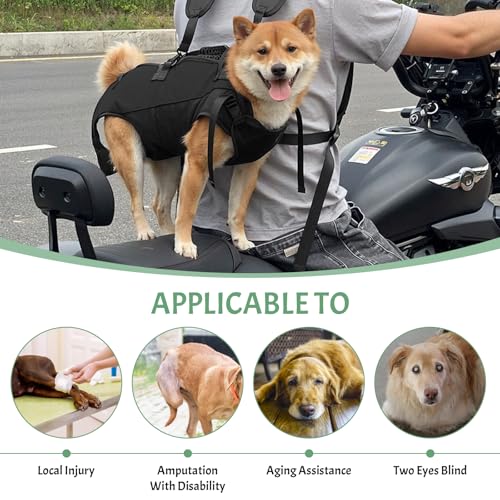 Ziyonix Haustier-Tragerucksack mit Tragegriff, Hunde Hebegeschirr, Hundeschlinge für Ältere Hunde, Hund Notfallrucksack Unterstützung für Ausritte Reisen Wandern Radfahren Motorradfahren (M)