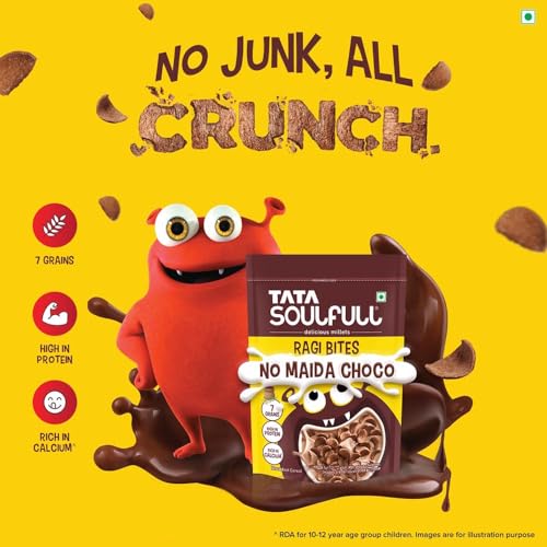 Image of Tata Soulfull Ragi Bites No Maida Choco, Yummy Chocolatey, 375g, Delicious Millets, 7 Grains, High in Protein, Rich in Calcium, Breakfast Cereals (Pack of 3)