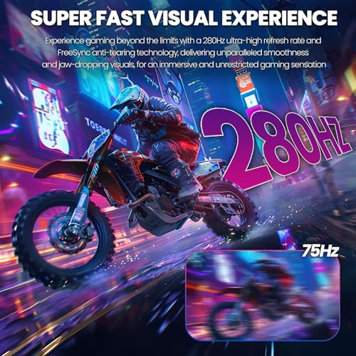 CRUA 27" Curved Gaming Monitor, 280Hz FHD (1920X1080P), 1800R VA Panel, 120% sRGB, Support AMD FreeSync, Low Blue Light, Ultra-Smooth Esports Display, HDMI 1.4 & DP 1.2, Wall Mountable Installs-Black - Image 4