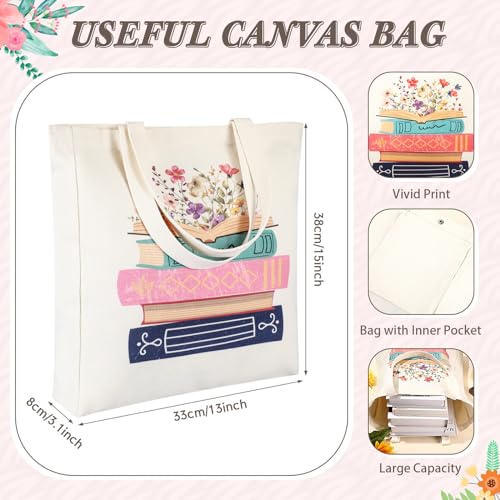 Image of Aliceset Canvas Tote Bags Back to School Gifts for Women Teacher Reusable Grocery Cloth Cosmetic Bag Set for Shopping Travel