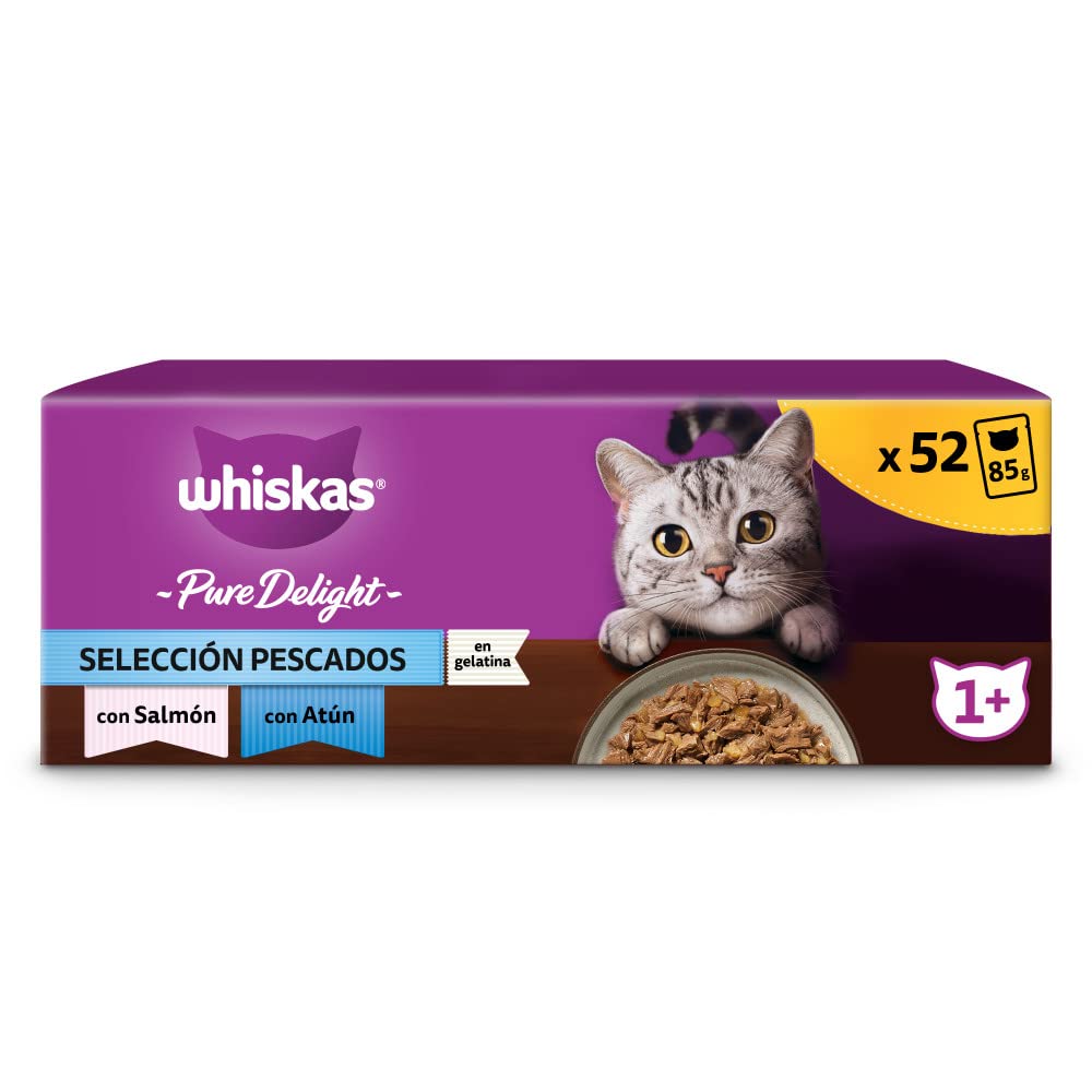 Whiskas Wet Food for Adults Cats Selection Fish in Gelatin in Bag 13x4x85g
