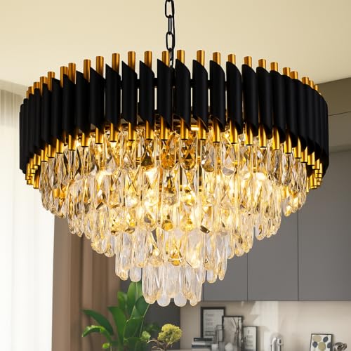 Modern K9 Crystal Chandeliers Gold -5Tier Round Crystal Chandelie...