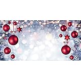 Baocicco 20x10ft Merry Christmas Backdrop Red Baubles Silver White Bokeh Branches of Christmas Trees