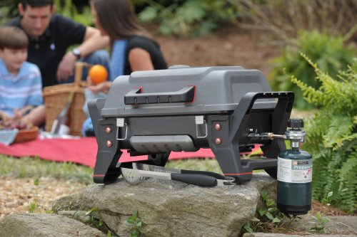 Char-Broil Grill2Go X200 Portable TRU-Infrared Liquid Propane Gas Grill + Char-Broil 4-Foot Hose and Adapter, Black