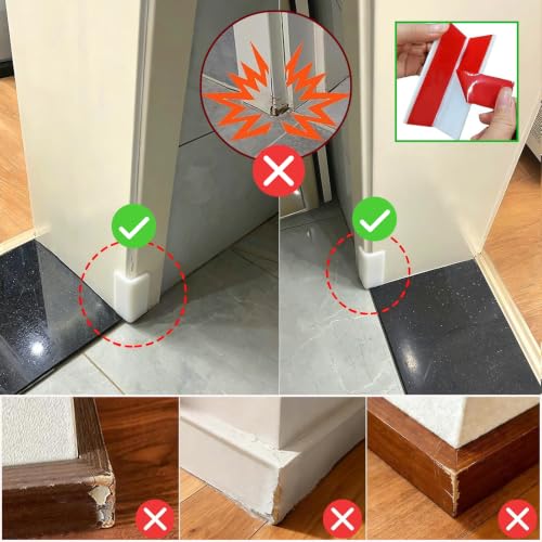 Image of White Baseboard Corners Blocks Self Adhesive, Thickened Rubber Safety Corner Protectors Cushion, Soft Edge Furniture Wall Guards (4 PCS)