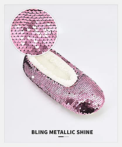 Image of Panda Bros Womens Ballerina Sequin Slippers, Bling House Slippers With Grippers