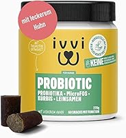 ivvi PROBIOTIC Hunde Probiotika als Leckerli - Hund Darmflora aufbauen, verbesserte Verdauung & Immunsystem - 60 leckere Snacks (270g) mit Huhn