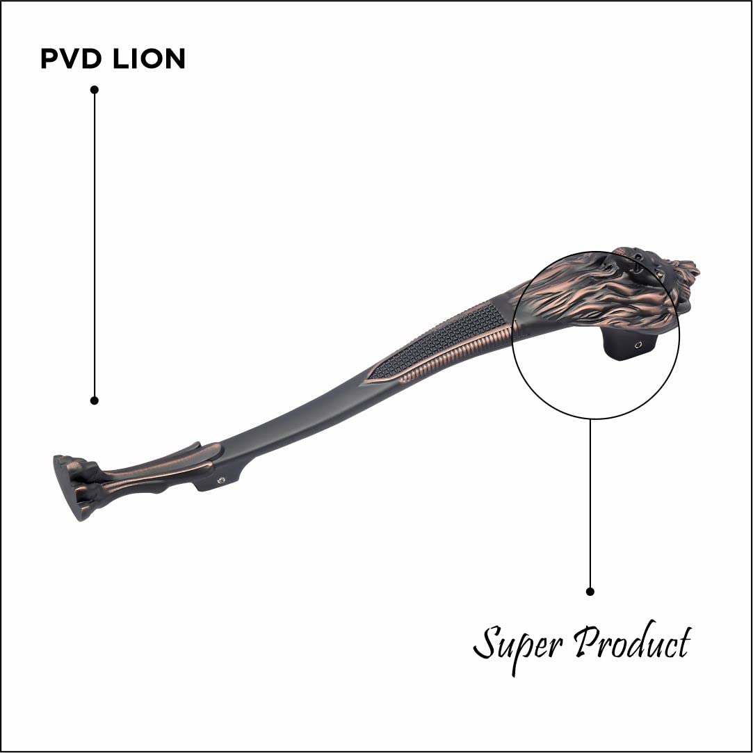 GLOXY ENTERPRISE Aluminum 12 Inch Heavy Duty Lion Shape Door Handle for Main Door Pull Push Brass Door Handle/Home and Door Decor for Home and Office Furniture (Copper Black Finish, Pack of 1) 1