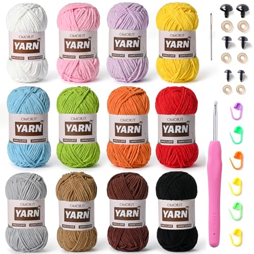 12 Pack 42.3oz/1572yds Bulky Multicolor Yarn Set, Plush Chenille Blanket Yarn for Crocheting, Fluffy Velvet Yarns for Crochet, Fuzzy Baby Yarns for Crocheting Soft, Crochet Amigurumi A