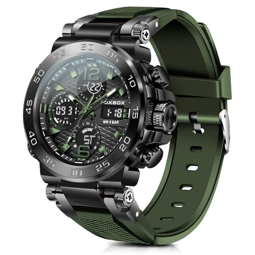 Image of LIGE Quartz Watch for Men Waterproof Big Dial Analog Digital Sport Multifunction LED Backlight Fashion Wristwatches Stopwatch Calendar Men