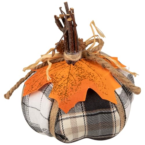 Plaid Pumpkin with Leaf Fall Harvest Pumpkin Decoration - 5