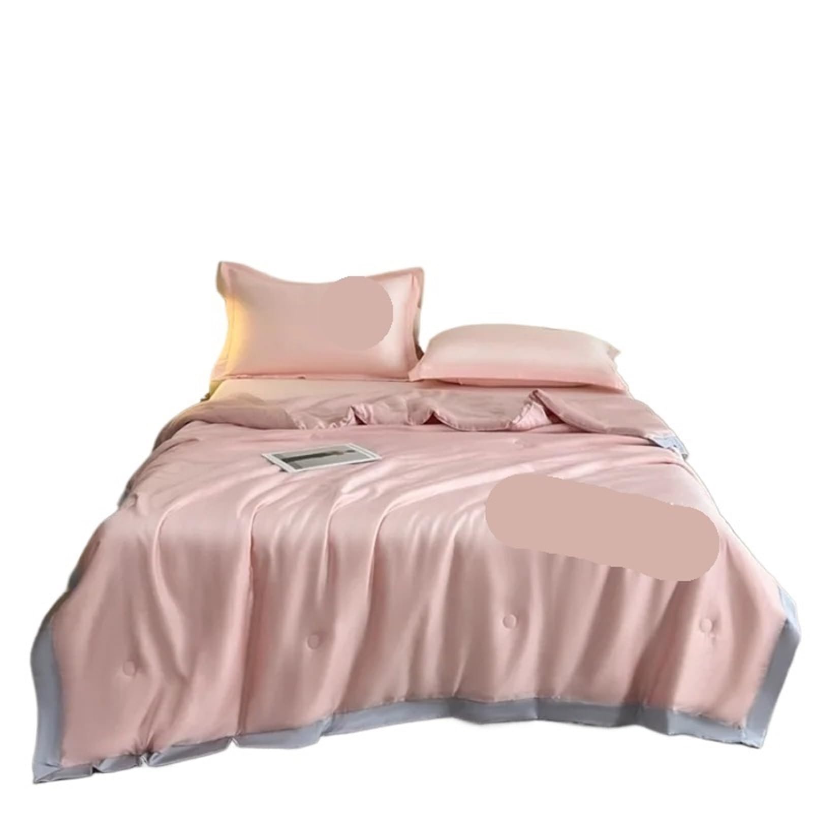 Couette d'été en soie glacée 180x220 cm pour lit double bleu uni