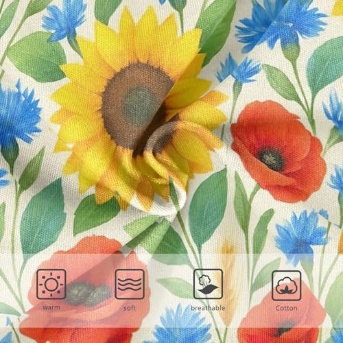 Joisal Sunflowers Red Floral Beige Toddler Girls Underwear 2t Cotton Little Girl Panties Fun Print Undies Kids Briefs3