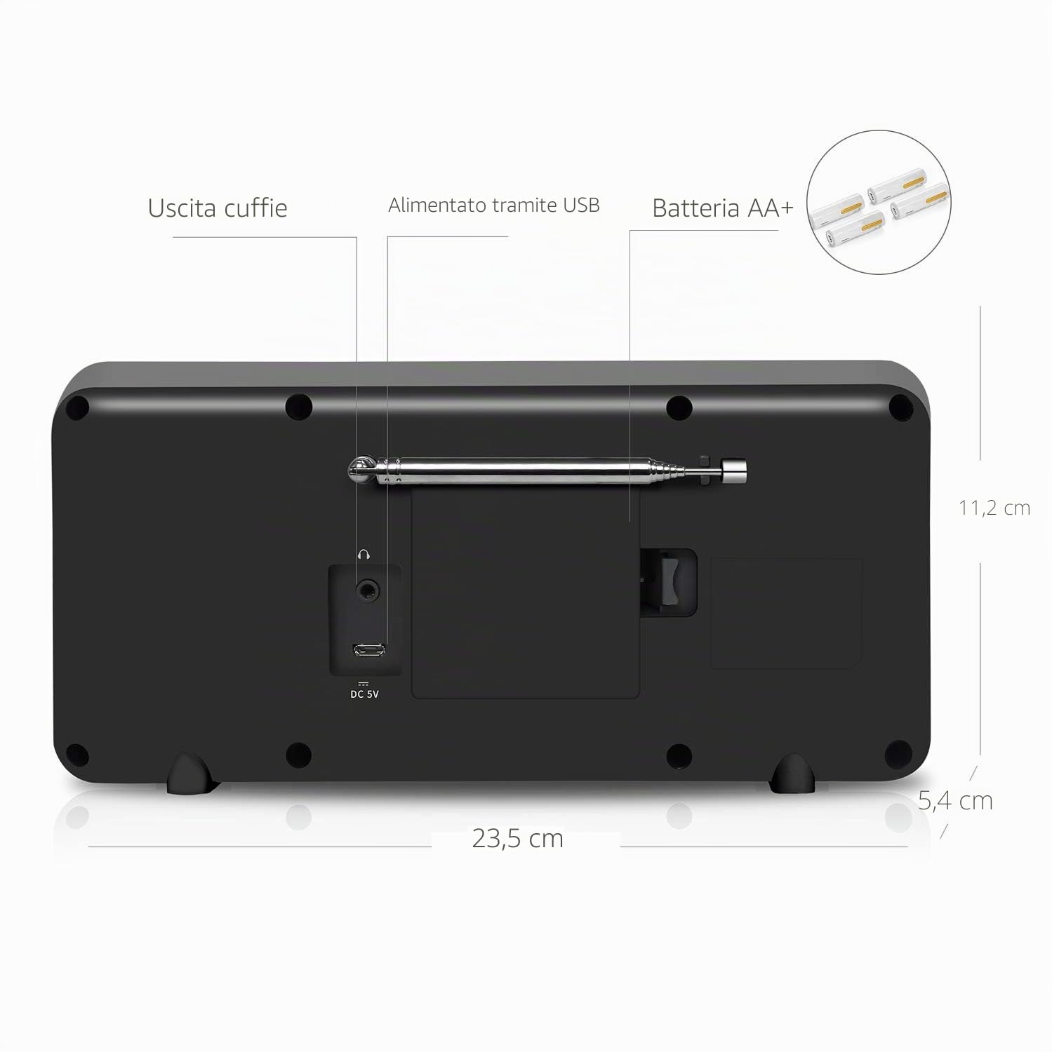 LEMEGA IR4S Radio Internet Stereo WiFi DAB+ FM Bluetooth Altoparlante Sveglia 60 Preimpostazioni Nera