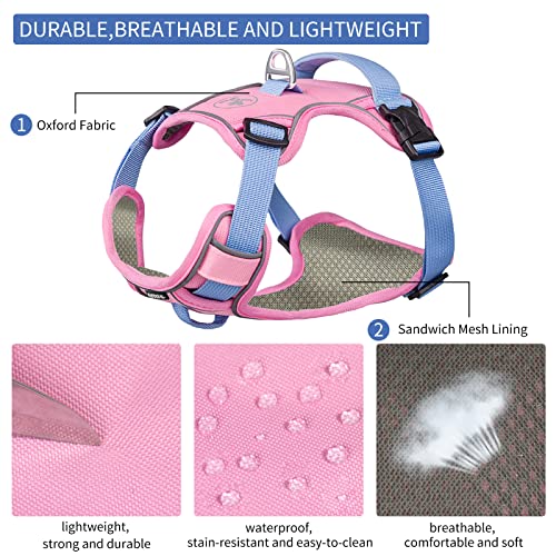 Aiitle Adjustable Dog Harness With Padded For All Weather, No Pull Pet Harness With Waterproof Wear-Resisting Oxford Fabric, Reflective Escape Proof Vest Harness For Small And Medium Dogs Pink S #TOP4