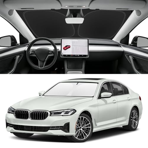 SLOGENTO Custom Fit Windshield Sun Shade for BMW 5-Series 2018-2024, Blocks UV & Heat, Front Window...