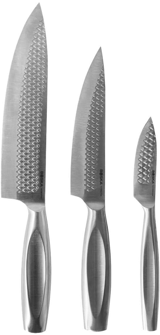 Boska Knife Set Monaco+ / Zestaw 3 / Profesjonalne noże kuchenne/Stal nierdzewna/Ostre jak brzytwa/Ergonomiczne/Nóż szefa kuchni/Nóż Sous Chef'a/Nóż do warzyw/Wytrzymałe/Pudełko prezentowe