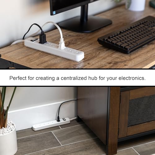 GE Power Strip, 2 Pack, 6 Outlet Extender, 1.5 ft Extension Cord, Plastic - image 6