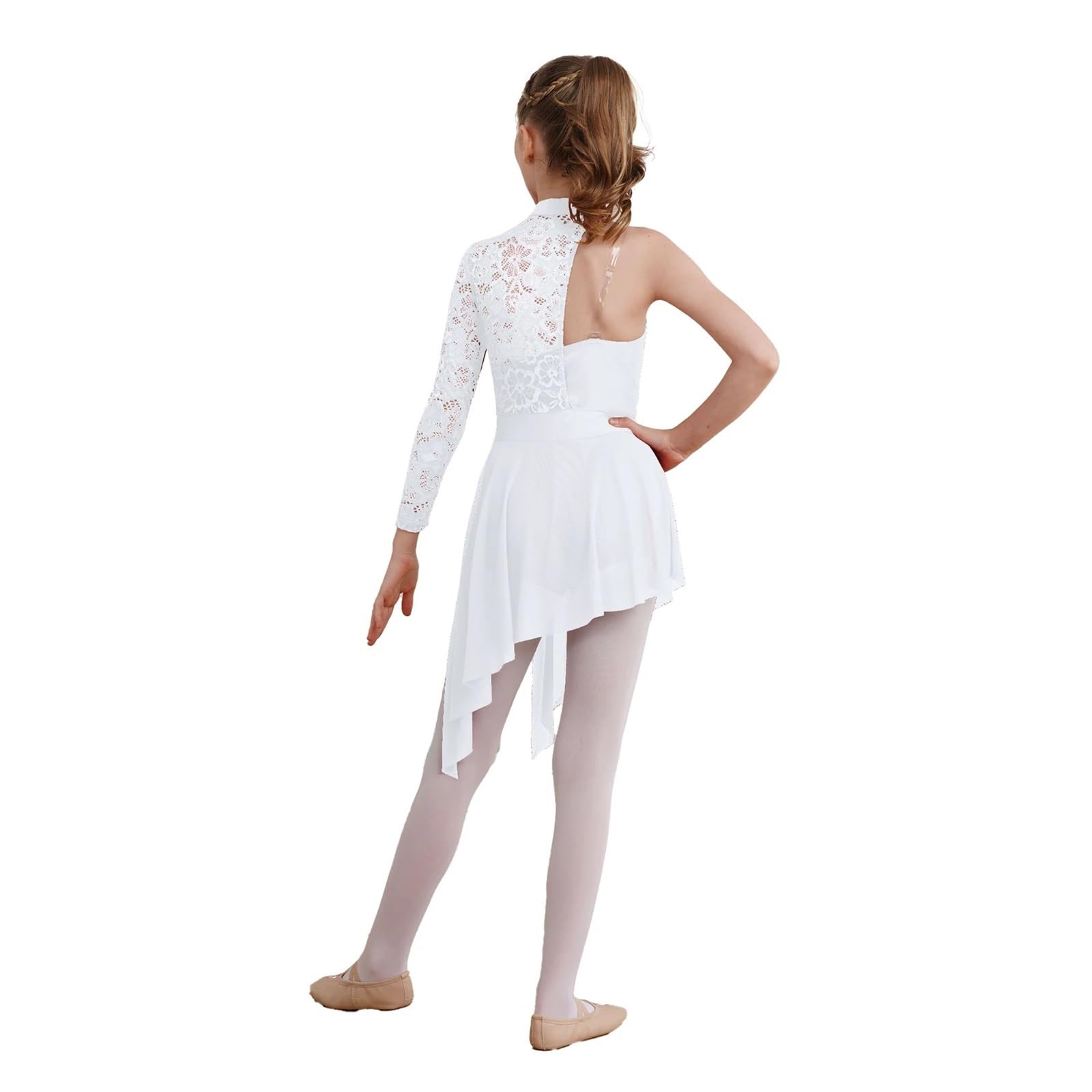 Vestido de Patinaje Artístico Vestido de danza lírica moderna for niña, patinaje artístico, ballet, gimnasia, baile latino, chachachá, leotardo con corpiño de encaje floral