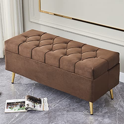 Pouf moderne marron 80cm idéal comme banc d'entrée pour se chausser