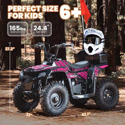 Image of MOSTA 40CC 4-Stroke Gas-Powered ATV, 4 Wheeler Off-Road Dirt Quad for Kids, Max 15 MPH, Parental Speed Control with Storage Box, Easy Pull Start (Pink)