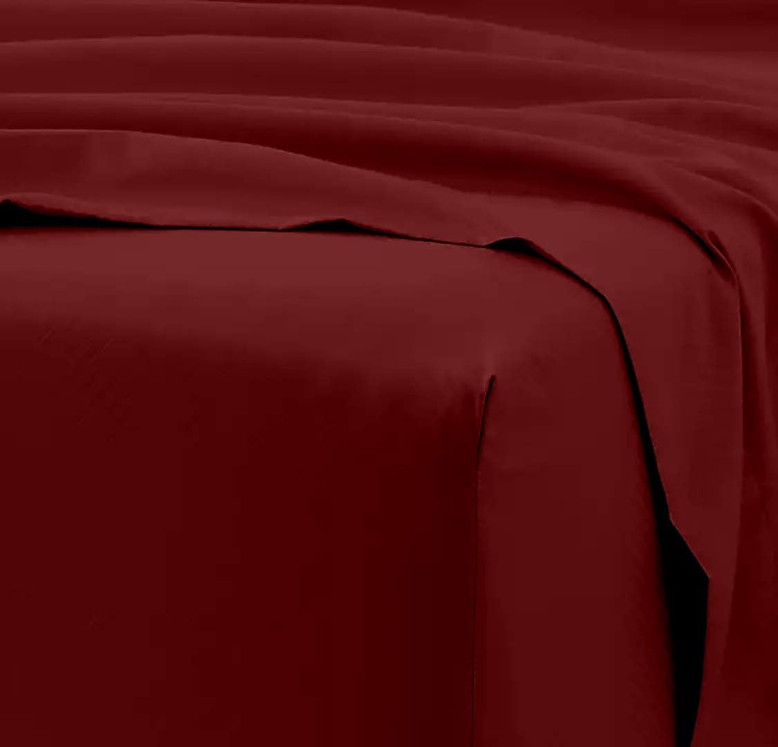 100% Organic Cotton Sheets, 800-Thread-Count, 4 PC Set, Eco-Friendly, Breathable, Luxury Soft Sateen Weave, Fits Mattress 12" Deep Pocket - |Twin, Burgundy|