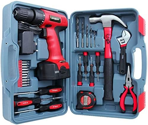 Hi-Spec 26 Piece Household Tool Kit Including 12V Cordless Drill Driver with 800 mAh Ni-MH Rechargeable 16 Position Keyless Torque Clutch, Variable Speed Switch, Drill & Screwdriver Accessory Set