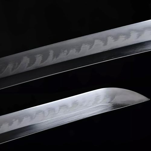 Miniatura 5 de HERO SWORD Espada samurái hecha a mano de 41 pulgadas, arcilla templada, diente de lobo real Hamon Advance, espada samurái, doble dragón, katana,