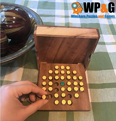 Solitaire Hexagon 37 Pegs juego de madera miniatura 4