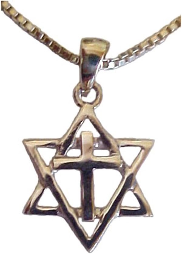 Wholesale Christian Gifts Ornate Silver Star and Cross Necklace