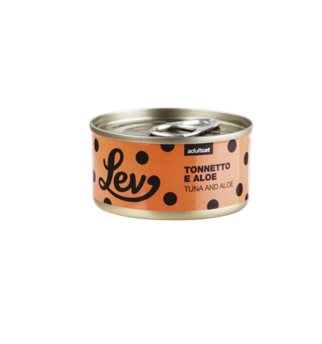 Lev - Desfilador húmedo para gatos adultos de atún y aloe, alimento complementario para gatos adultos de todas las tallas y razas, sabor atún y aloe, 12 latas de 70 gramos cada una.