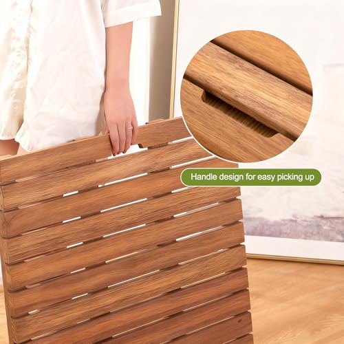 Alfombrilla de ducha de madera para exteriores e interiores de teca 5