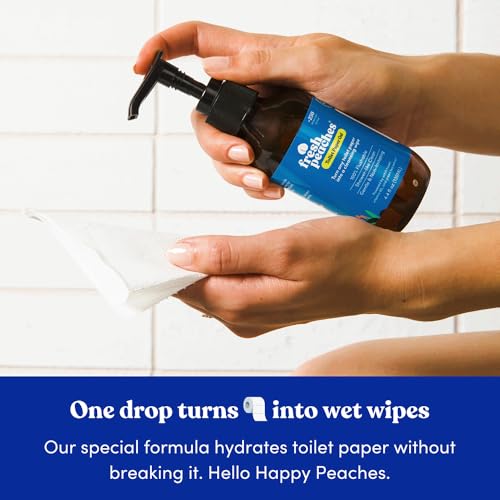fresh peaches toilet paper gel wet wipe alternative  flush-safe a cleaner way to wipe  toilet paper spray blue pocket starter with pocket  44 oz