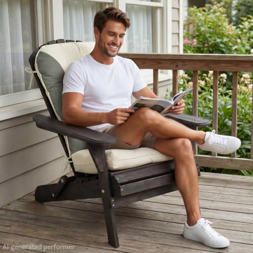 Image of mudilun Rocking Chair Cushion Non-Slip Indoor Adirondack Chair Cushions with Ties Tufted Adirondack Chair Pads for Bedroom Living Room Porch Rocker (Indoor-Gray-White)