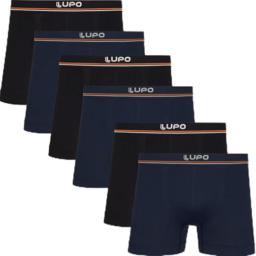 Kit 6 Cuecas Boxer Lupo Microfibra Poliamida Sem Costura Adulto Masculino